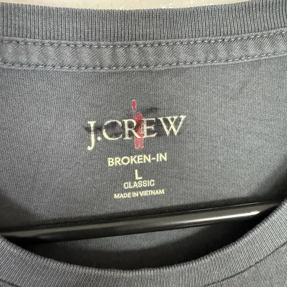 J.Crew Broken-In Pocket T-Shirt Men L Gray Cotton Crewneck Pullover Short Sleeve